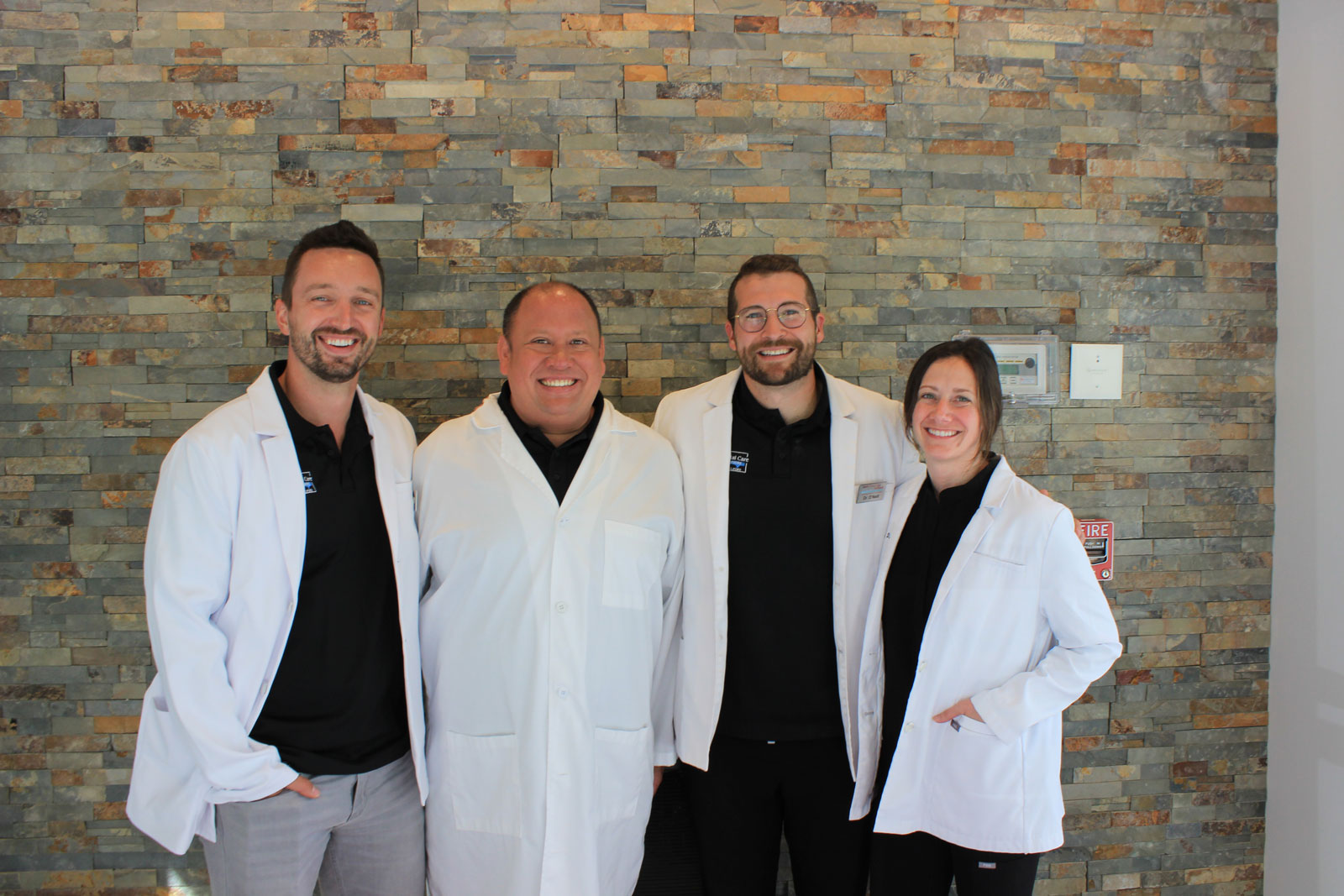 A friendly moment at our Milford office